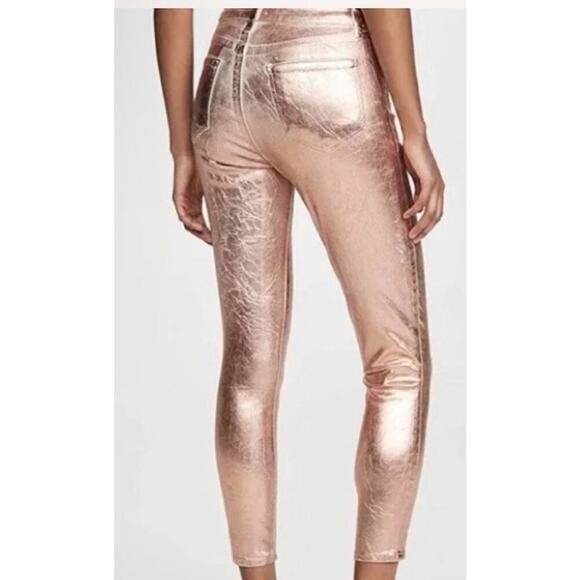 L’AGENCE Margot High Rise Skinny METALLIC PETAL ROSE GOLD SZ 24 NWT $245 retail - Picture 3 of 11